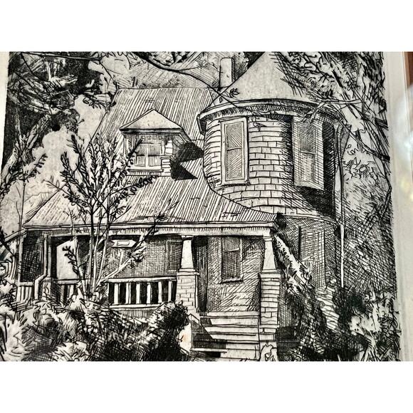 Frank Stack Etching "House With a Turret"-Signed-Numbered-Framed-Print-Fine Art - Picture 3 of 11